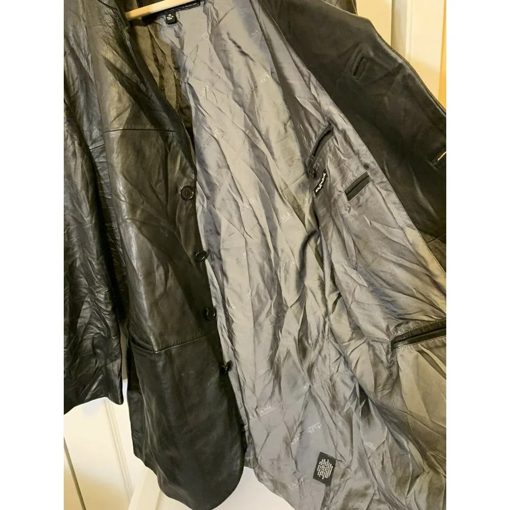 MURANO Men’s Sz XL‎ Black Leather Jacket Lamb Skin